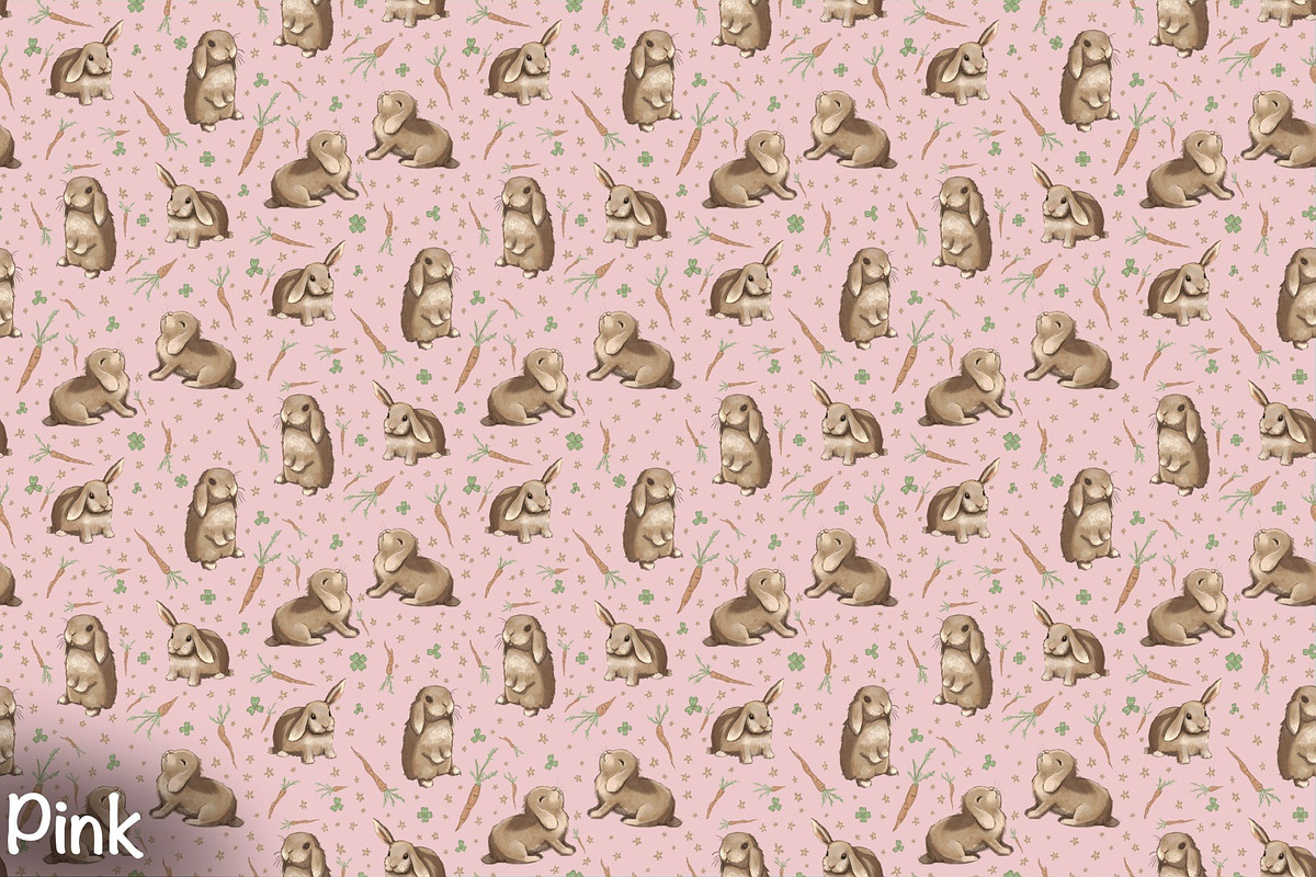 Rabbits & Carrots Repeat Pattern, a Pattern Graphic by Forest Lily (Photo 3 of 11)