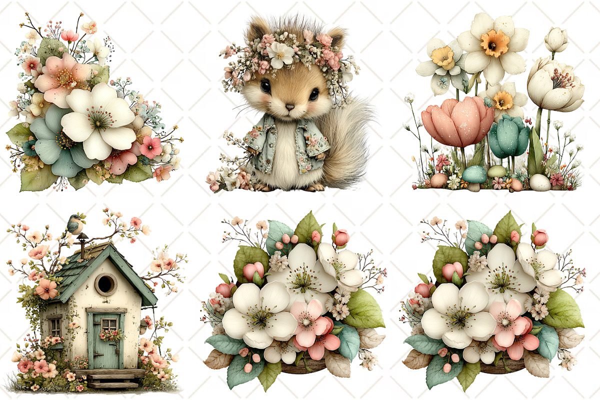 Watercolor Spring Flower Clipart, an Illustration by Black Bird Studio (Photo 4 of 5)