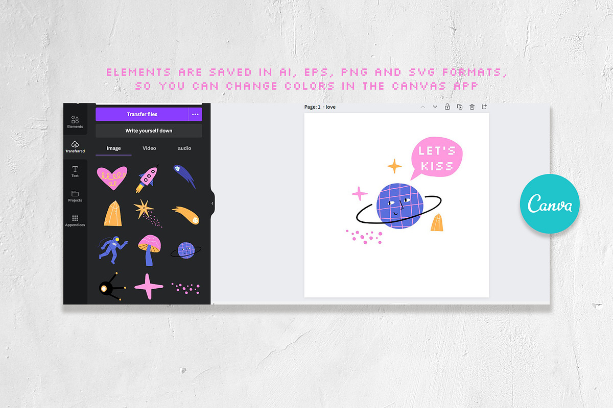COSMIC LOVE: clipart, cards, pattern, a Seasonal Illustration by Elliko shop (Photo 6 of 11)