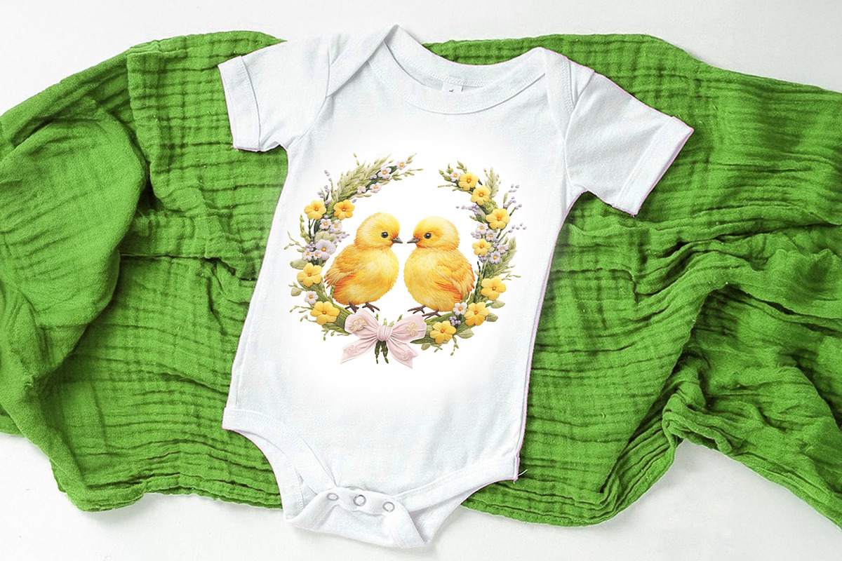 Embroidery Easter Chick & Wreath PNG, an Object Graphic by V Design Creator (Photo 8 of 8)
