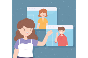 woman and friends talking, a Person Illustration by studiogstock