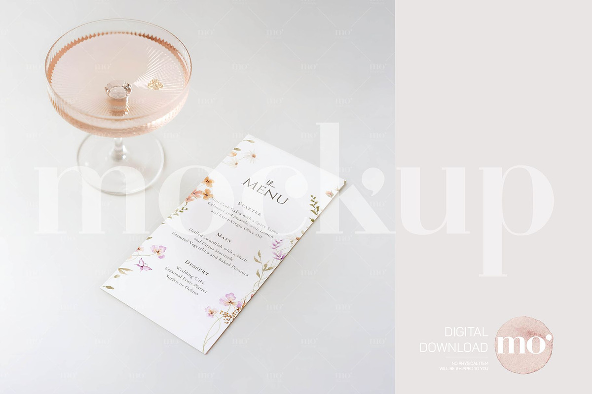 4x9 Wedding Menu Mockup, a Product Mockup by MoMockups (Photo 3 of 5)
