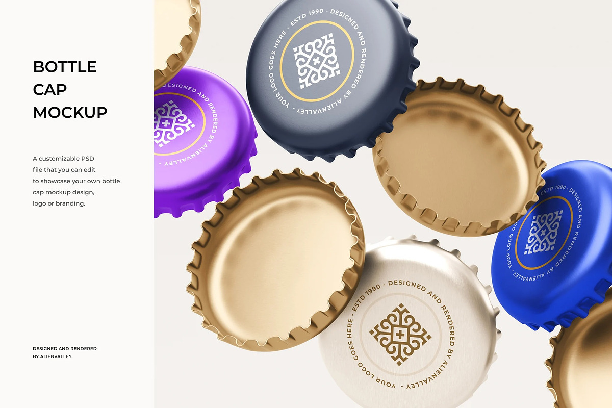 Bottle Cap Mockup, a Product Mockup by zpackcreative (Photo 1 of 5)