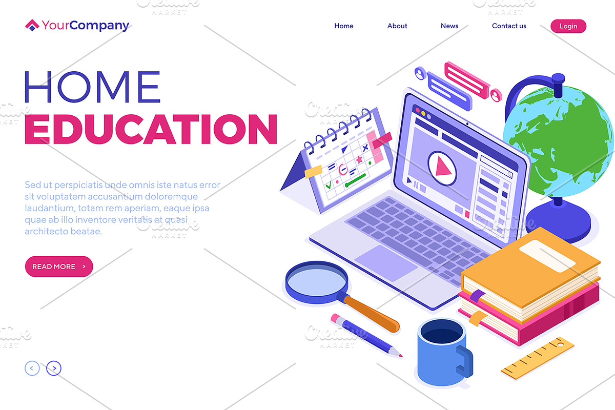Online Distance Education from Home, an Education Illustration by TAlex (Photo 6 of 6)