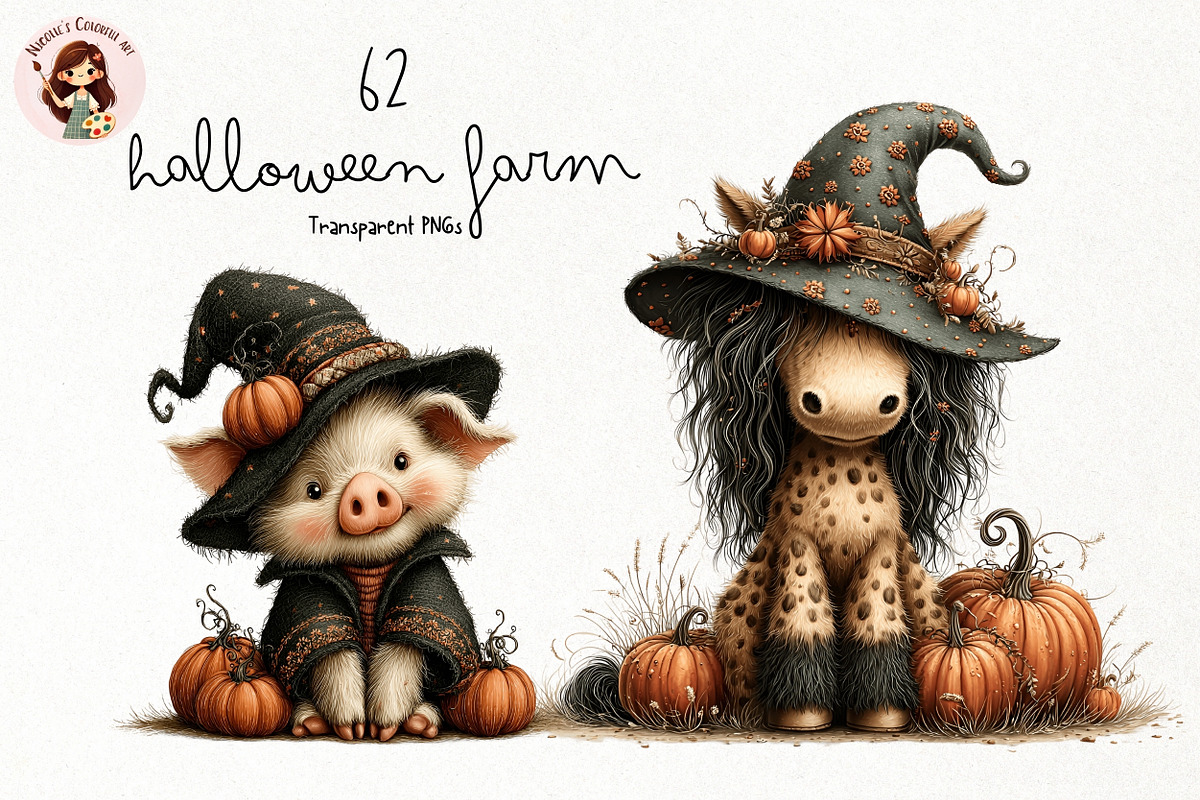 Halloween Farm PNG Clipart, a Seasonal Illustration by Nicolle's Colorful Art (Photo 1 of 5)
