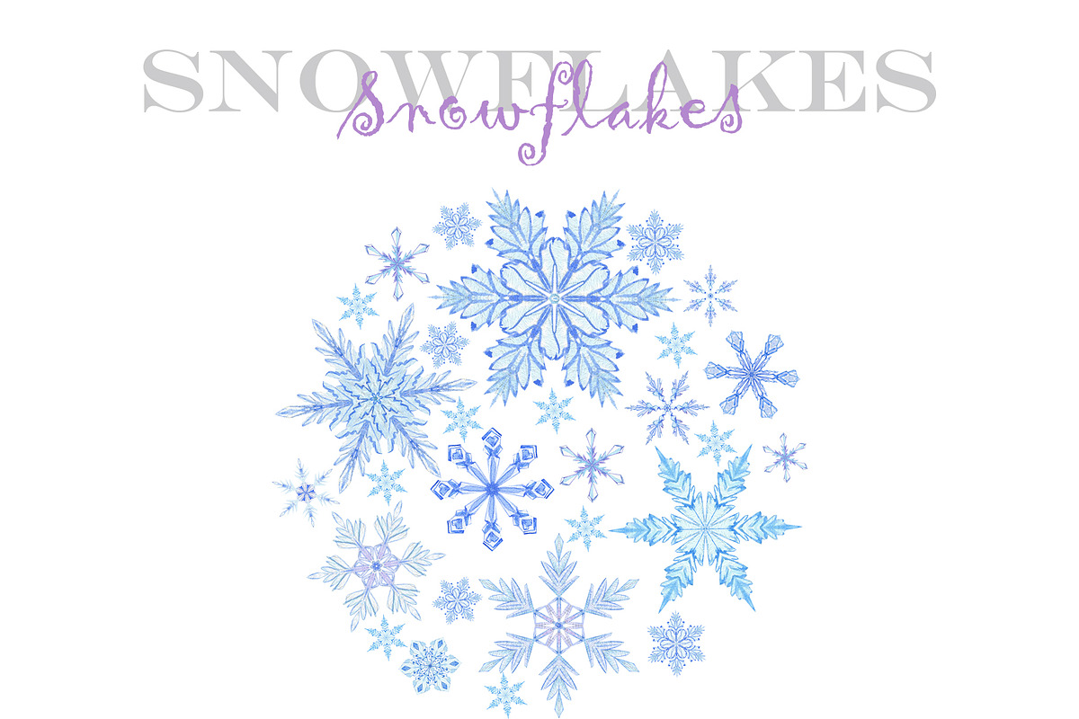 Snowflakes. Watercolor clipart, an Illustration by Love Watercolor Store (Photo 7 of 7)
