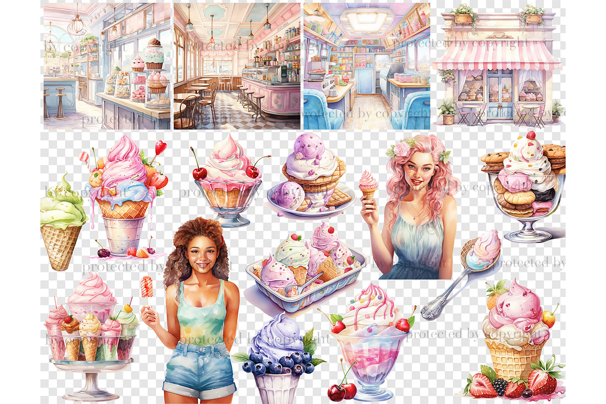 Ice Cream Clipart Bundle | Popsicle, a Food Illustration by GlamArtZhanna (Photo 6 of 6)