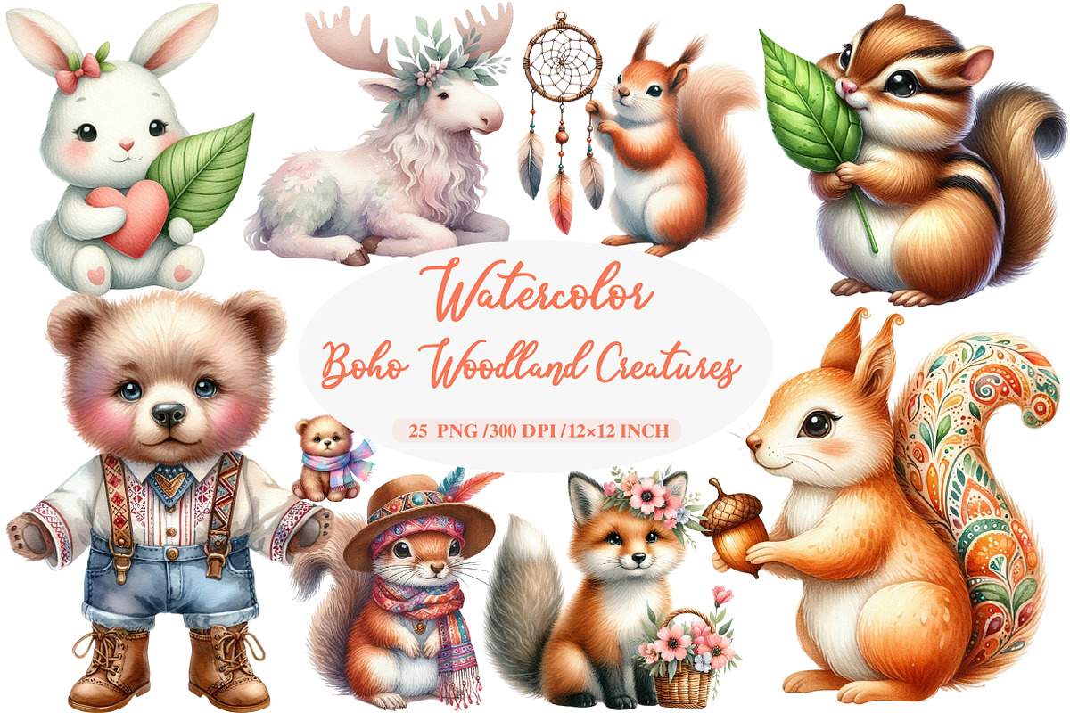 Sweet Boho Woodland Creatures Animal, an Illustration by Daily.Designs (Photo 1 of 5)