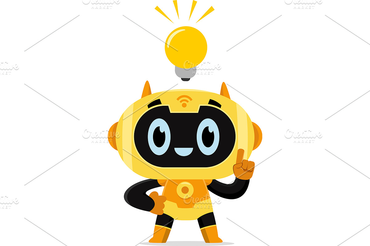AI Robot Chat Bot Cartoon Character, an Illustration by HitToon