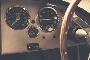 Vintage car dashboard stock photo