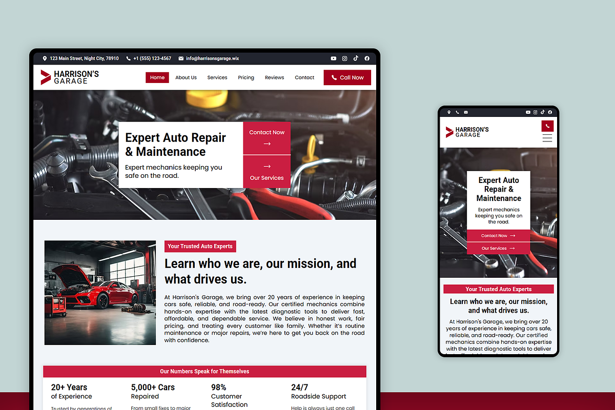 Car Repair Wix Studio Website preview 3
