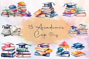 Watercolor academic cap clipart