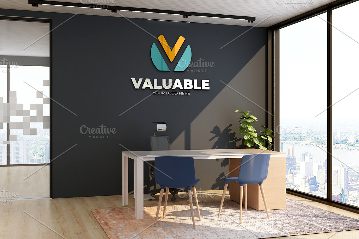 PSD Office Scene Modern Wall Mockup, a Product Mockup by Ayy (Photo 10 of 17)