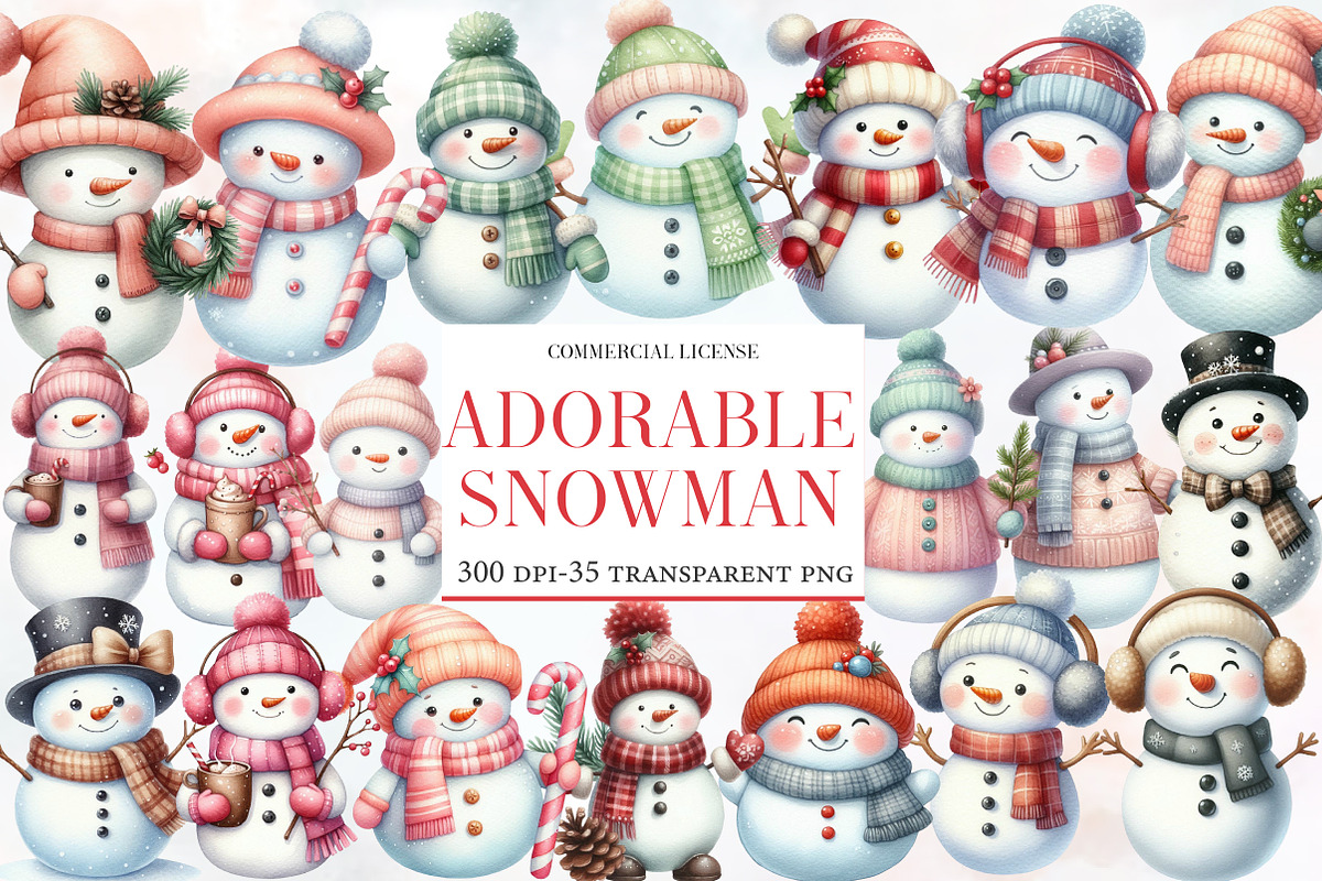 Adorable Snowman Clipart, an Illustration by Designworld (Photo 1 of 5)