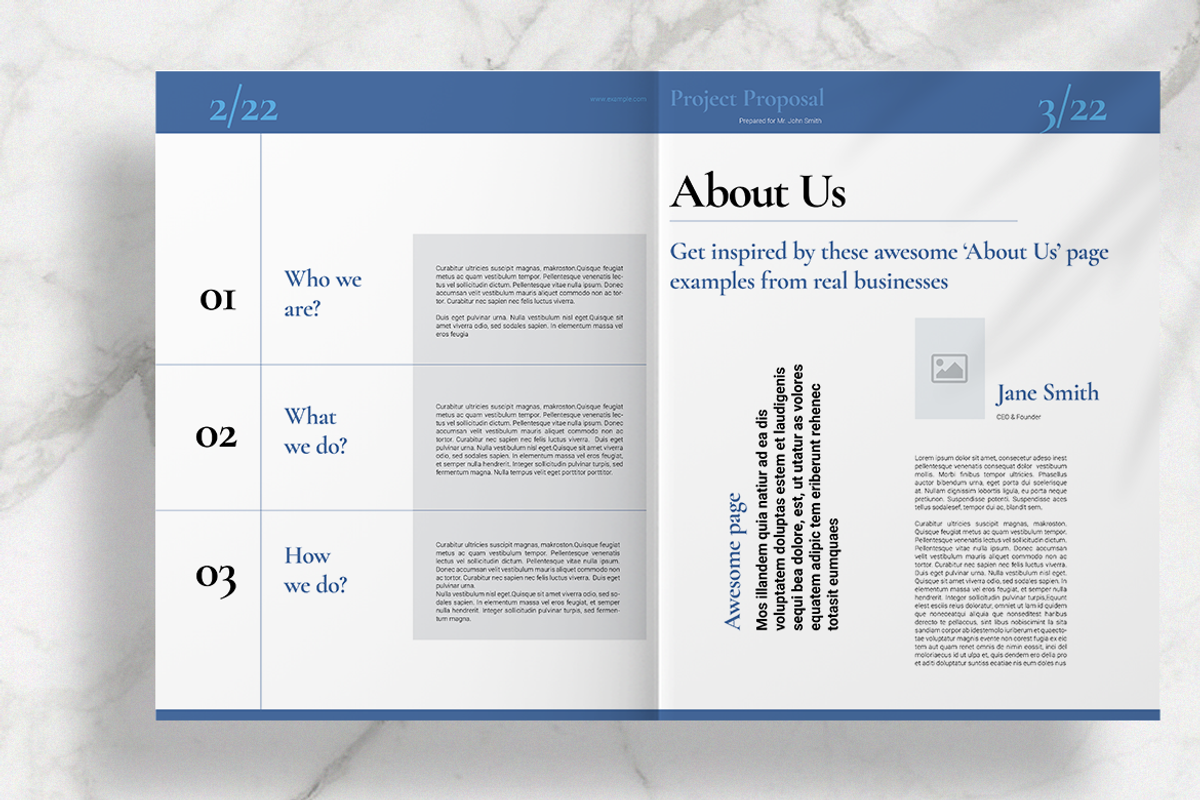 Blue Business Proposal Layout, a Brochure Template by Boris Cupac (Photo 3 of 13)