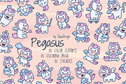 Pegasus Character Bundle, an Animal Illustration by Palau (Thumbnail 1 of 8)