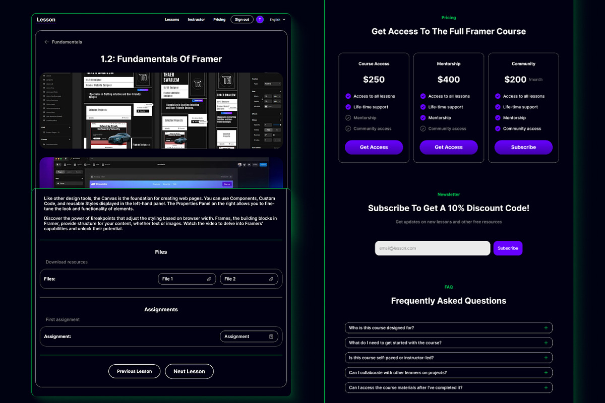 Lesson - Courses Framer Template, a Landing Page Template by THdesign (Photo 4 of 4)