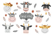 Christmas Cow face svg clipart, an Object Graphic by KupalinaArt (Thumbnail 1 of 6)
