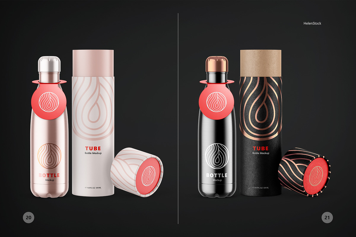 Thermos Bottle with Tube Mockup Set, a Packaging Mockup by HelenStock (Photo 19 of 20)