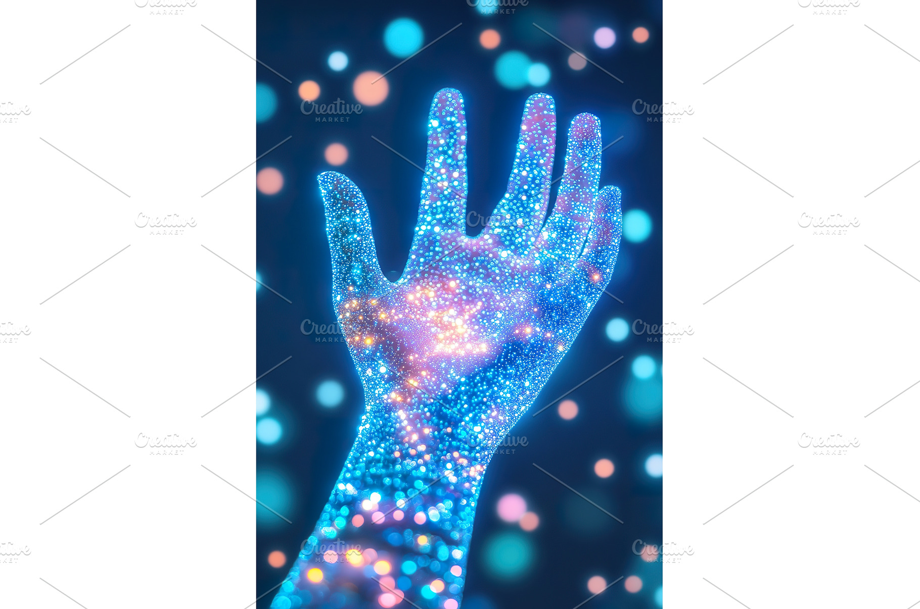 Glowing blue human hand silhouette, a Technology Photo by Lermont51