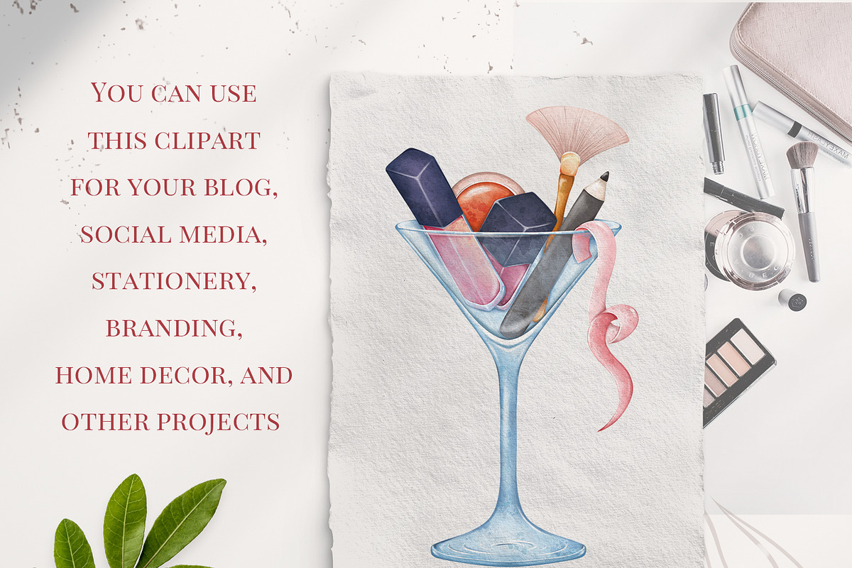 Watercolor Makeup Clipart PNG, an Object Illustration by Mespilia (Photo 4 of 5)