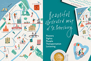 Illustrated map of St. Petersburg, a Person Illustration by Dina_Ruzha (Thumbnail 1 of 10)
