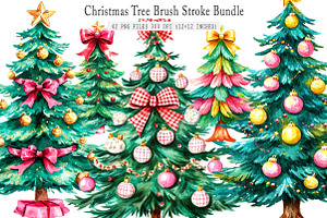 Christmas Tree Brush Stroke Bundle, an Illustration by SinaCreation