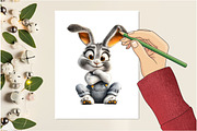 Easter bunny rabbit clipart, an Illustration by Design Market (Thumbnail 5 of 5)