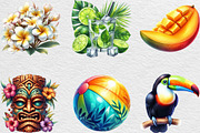 Tropical Clipart Watercolor, Tropica, an Illustration by Black Bird Studio (Thumbnail 2 of 6)