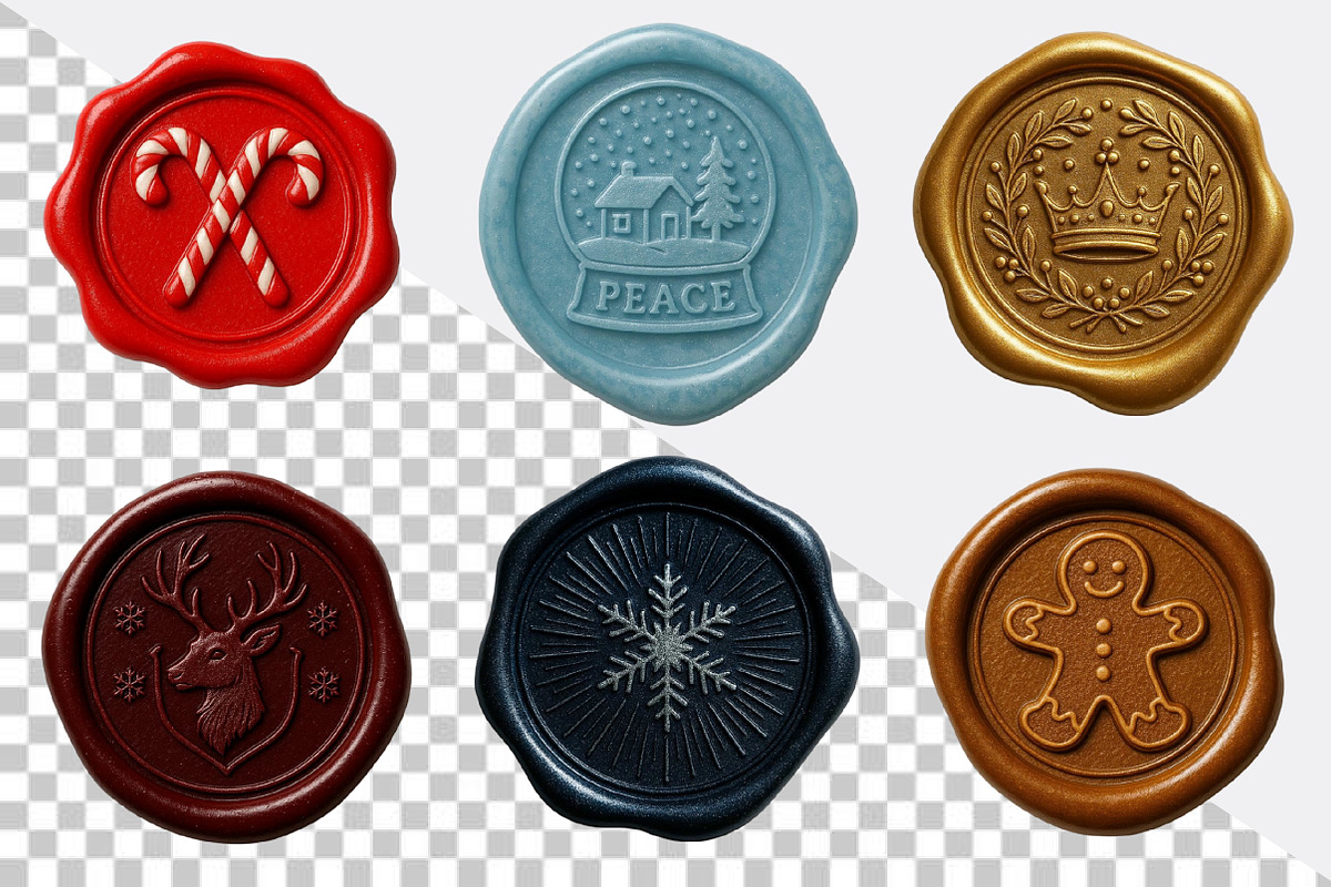 Christmas Wax Seal Clipart Bundle, an Illustration by SVGArt (Photo 2 of 5)