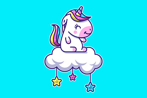 Cute Unicorn Cartoon Illustration