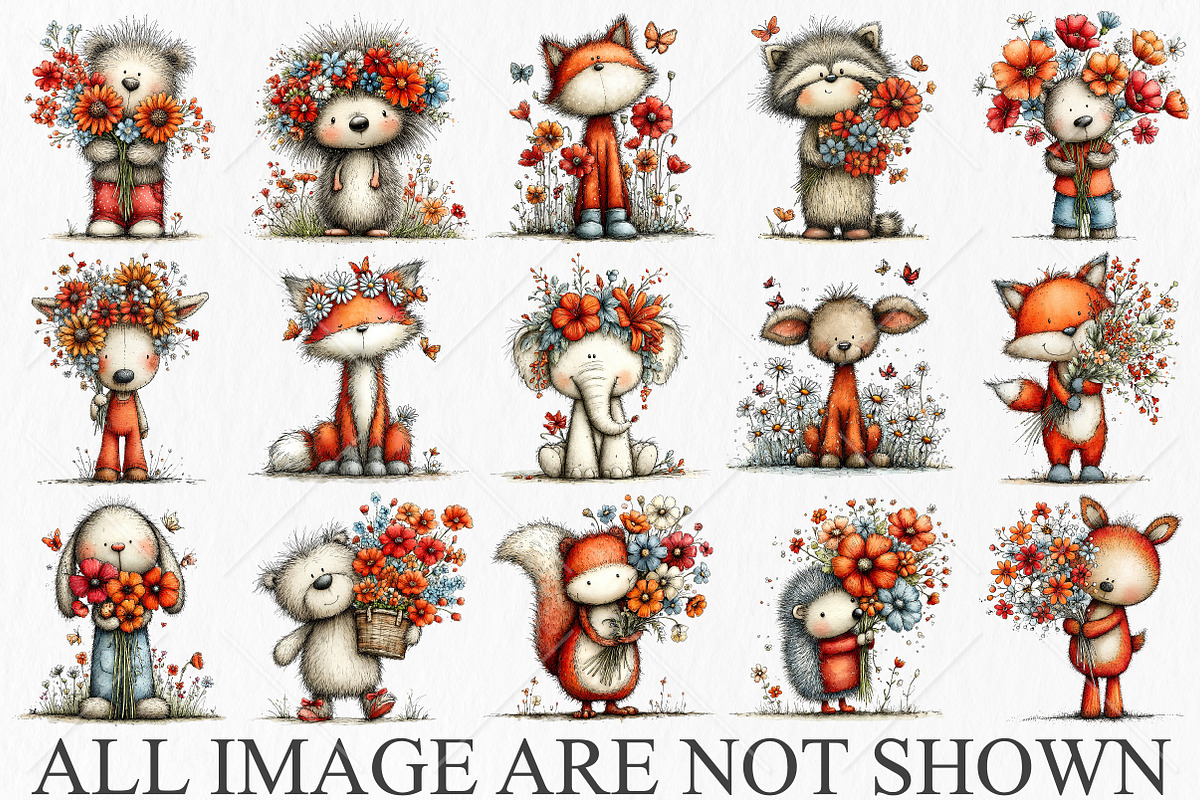 Whimsical Summer Animals Clipart, a Seasonal Illustration by Canvas Craft (Photo 4 of 10)
