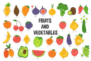 Fruits and vegetables set
