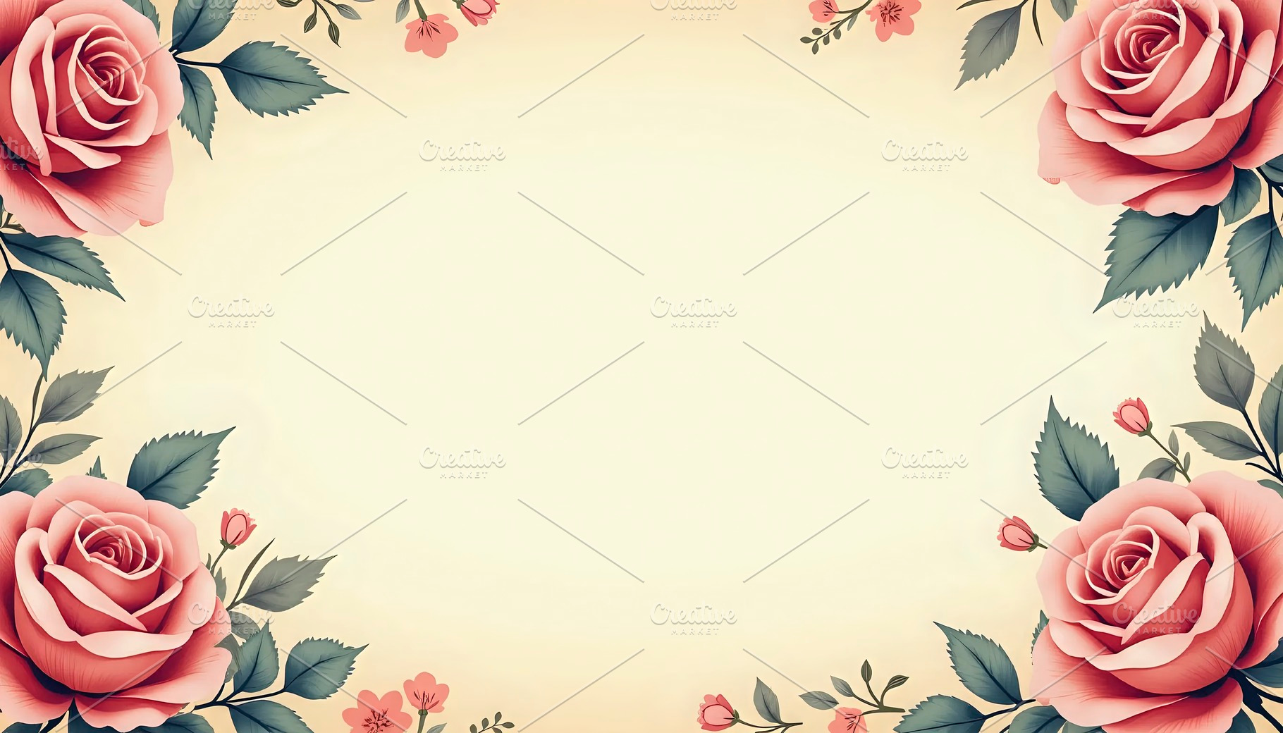 Vintage Rose Background With Empty C, a Photo by LOGOCREATIVE