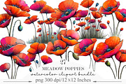 Spring Meadow Poppies Clipart, an Illustration by Designking (Thumbnail 1 of 5)