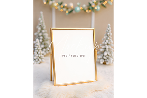 Christmas Gold Frame Sign Mockup, a Product Mockup by TatiMockup