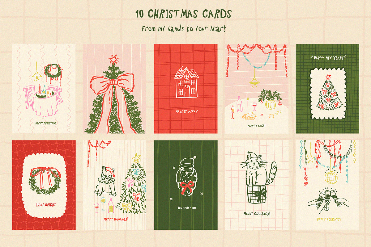 Whimsical Christmas hand drawn set, a Seasonal Illustration by Madiwaso (Photo 7 of 12)