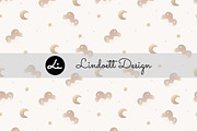 Clouds, moon, and stars pattern, a Pattern Graphic by lindoet23 (Thumbnail 1 of 3)