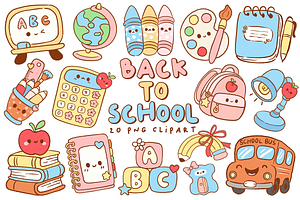 Back To School PNG Clipart Bundle