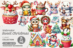 Cute Sweet Christmas Clipart PNG, an Illustration by Dream Creation