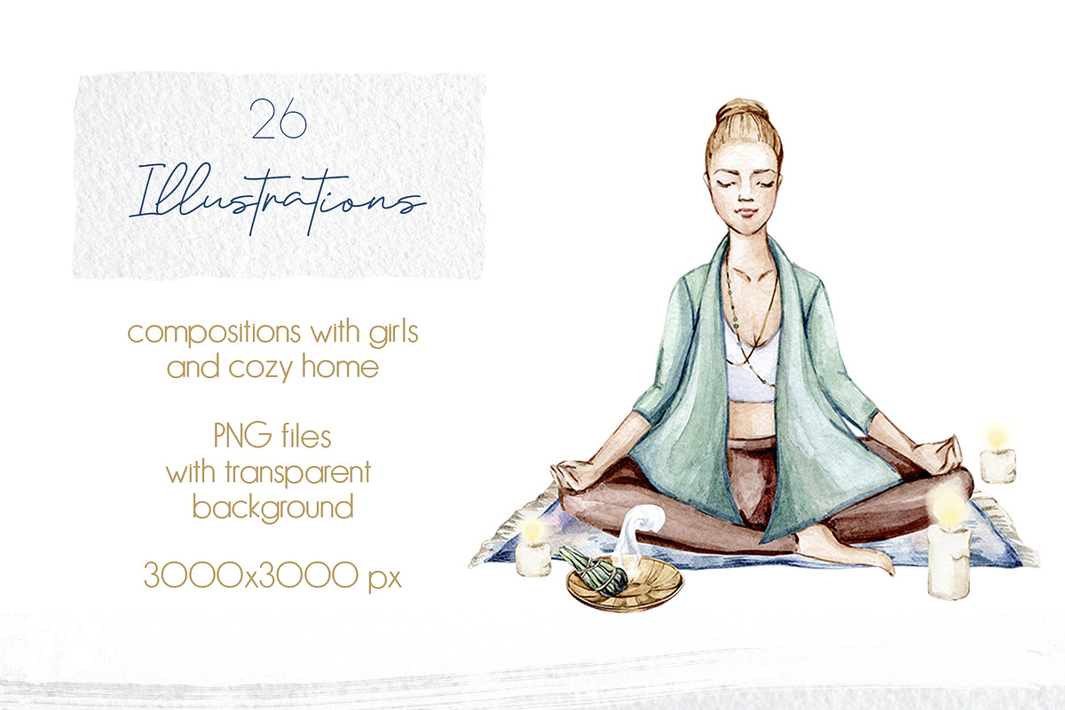 Watercolor Meditation Collection, a Decorative Illustration by S_ARTLOVE (Photo 7 of 10)