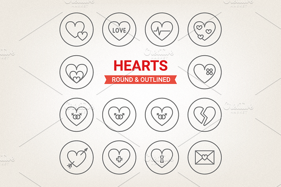 Circle Hearts Icons
