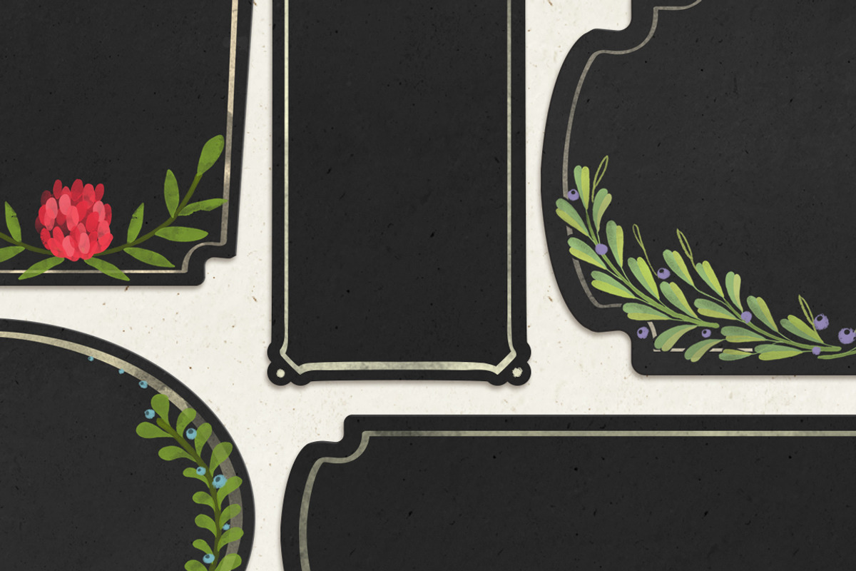 Hand illustrated chalk labels preview 3