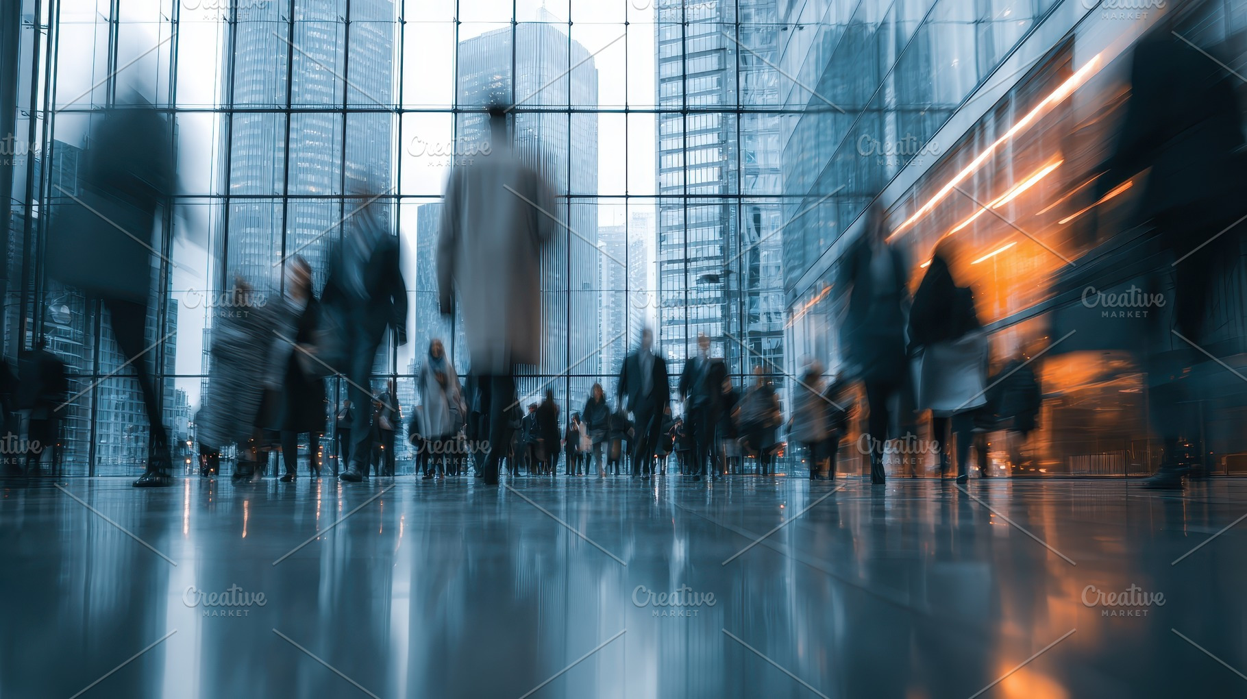 Blurry Business People Walking Moder, a Photo by Pixeness Studio