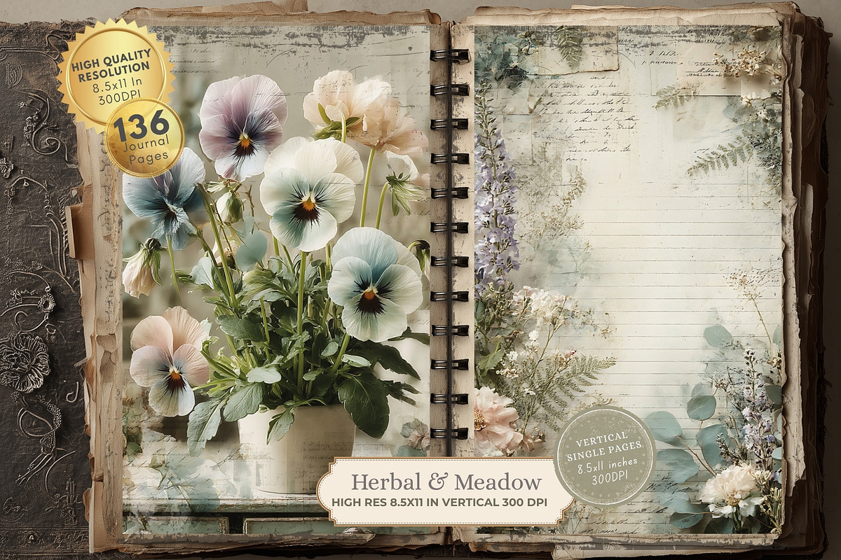 Herbal Meadow Garden Junk Journals, a Decorative Illustration by Nicole Branger Art (Photo 4 of 15)