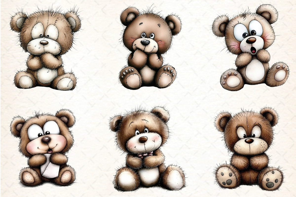 Cute Teddy Bear Emotions Clipart, an Illustration by DreamCafeArt (Photo 7 of 8)
