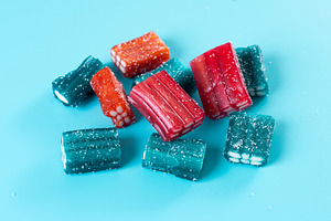 Colorful chewy candy pieces with sugar coating, a Food & Drink Photo by etorres69
