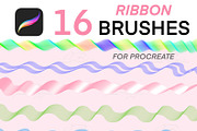 16 Procreate Ribbon Brushes Set, a Brush Add-On by LiuBi Art (Thumbnail 1 of 3)