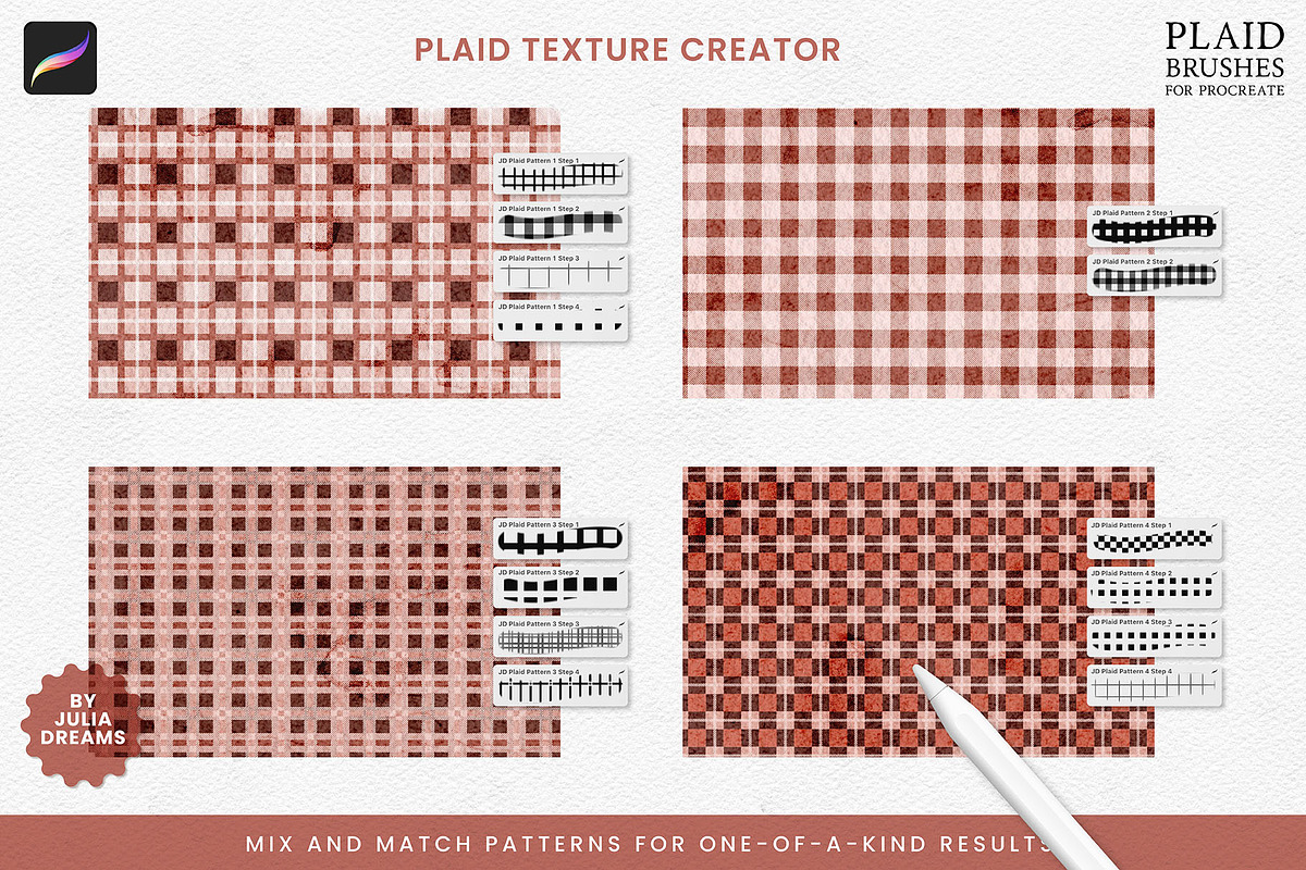 Plaid Effects Brushes Procreate, a Brush Add-On by Julia Dreams (Photo 5 of 6)