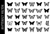 Butterfly Silhouette vector Art, an Animal Illustration by nandinigraphics (Thumbnail 1 of 3)